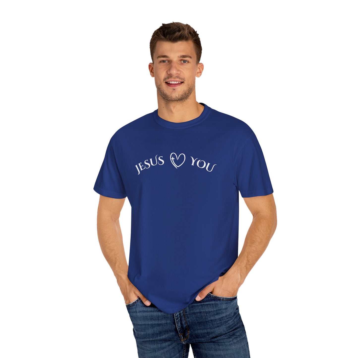 Jesus Loves You – Comfort Colors 1717 Christian T-Shirt | Faith-Based Graphic Tee for Men