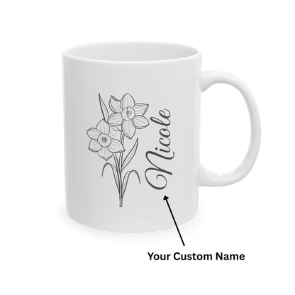Personalized Birth Flower Mug – Custom Floral Coffee Cup | Gift for Mom, Daughter, Best Friend | Unique Birthday or Friendship Gift